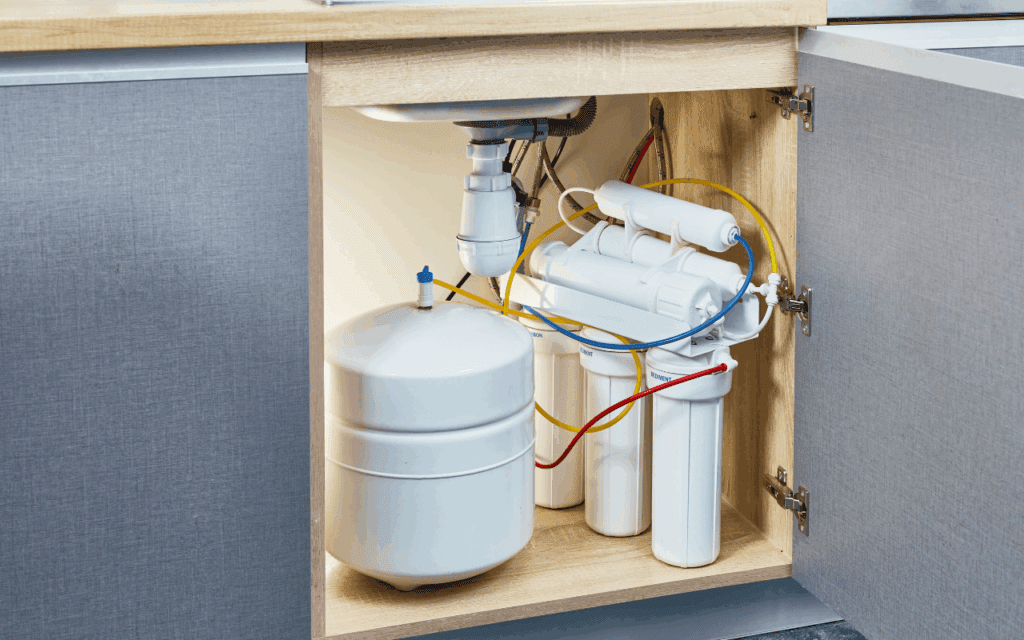 Under-sink water filtration system components