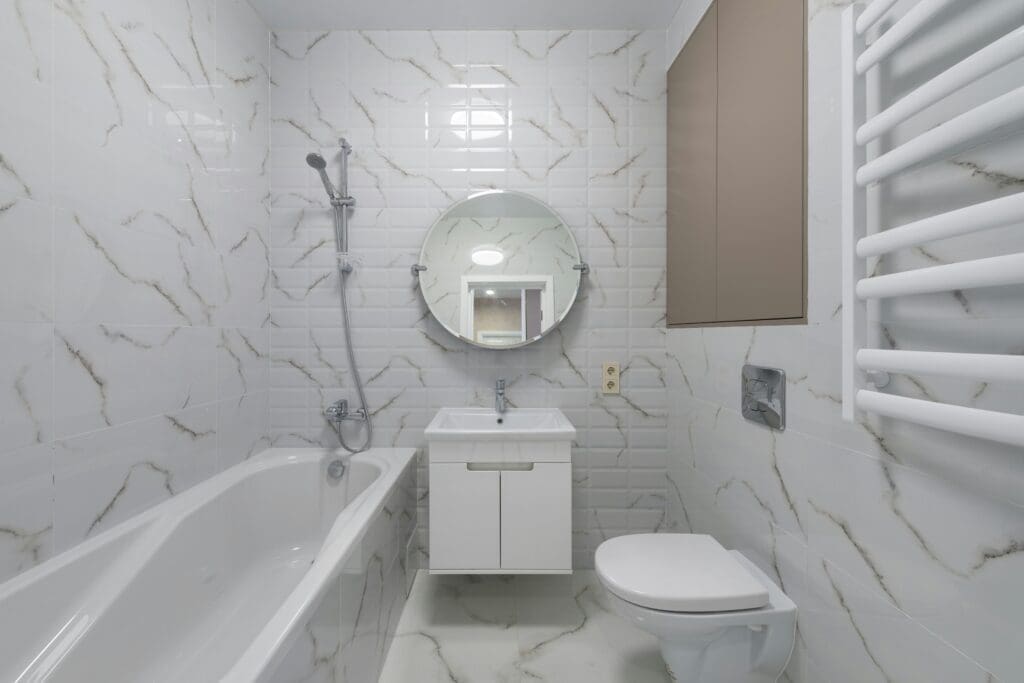 Modern bathroom with tub and fixtures