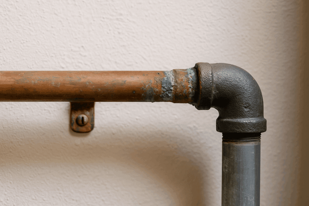 Corroded pipe joint showing wear.