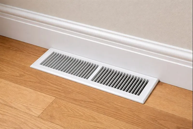 Floor-mounted indoor heating vent in a Spokane home