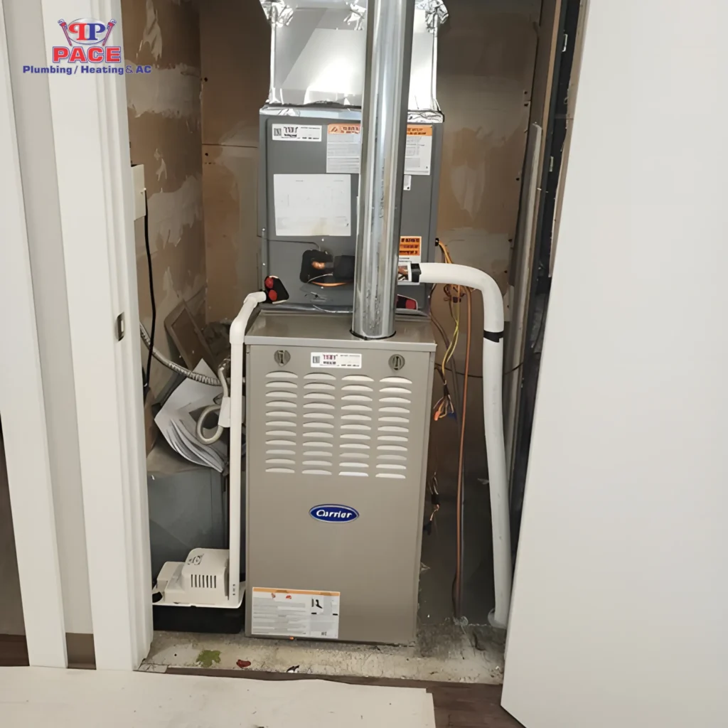 Furnace installation in a utility room