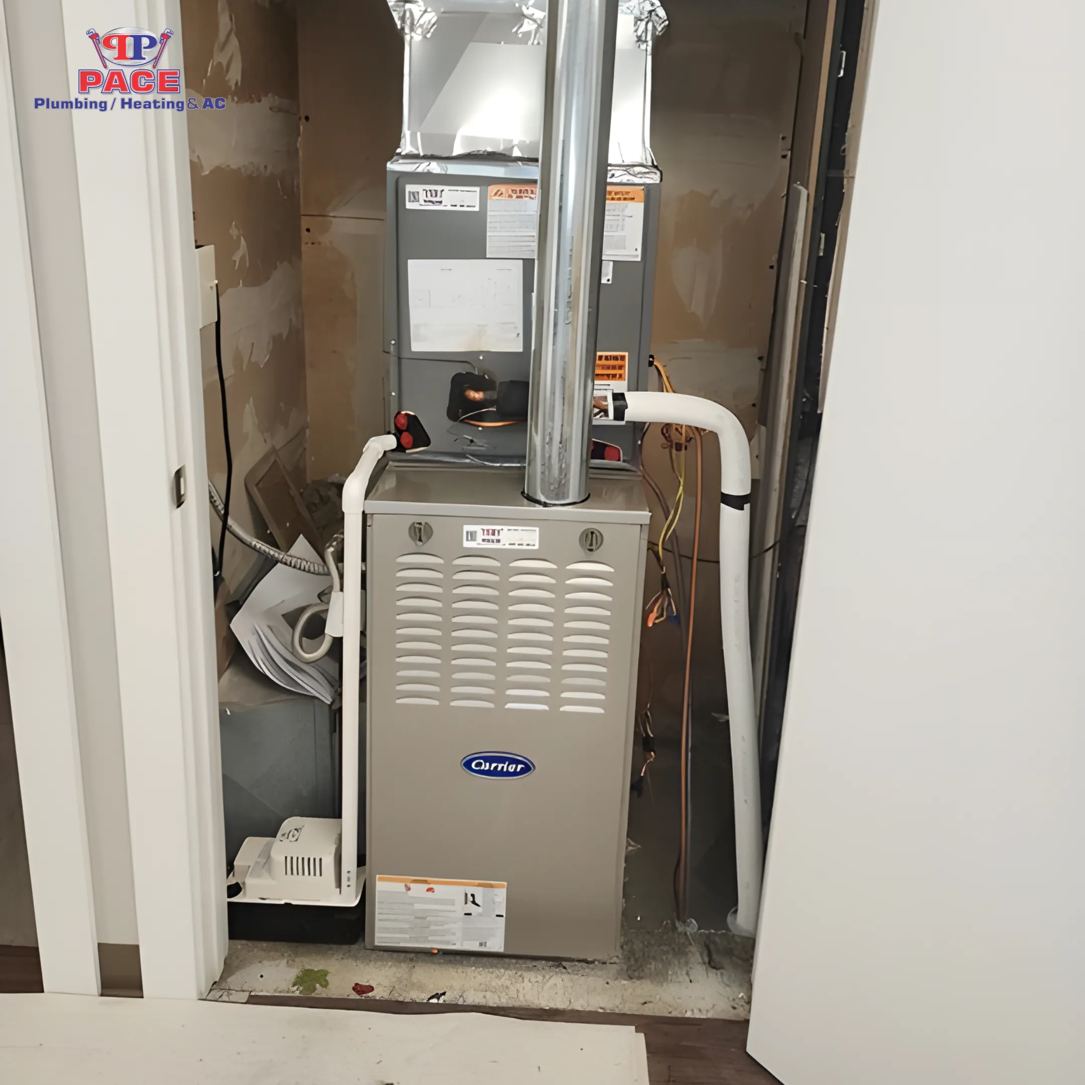 Furnace installation in a utility room