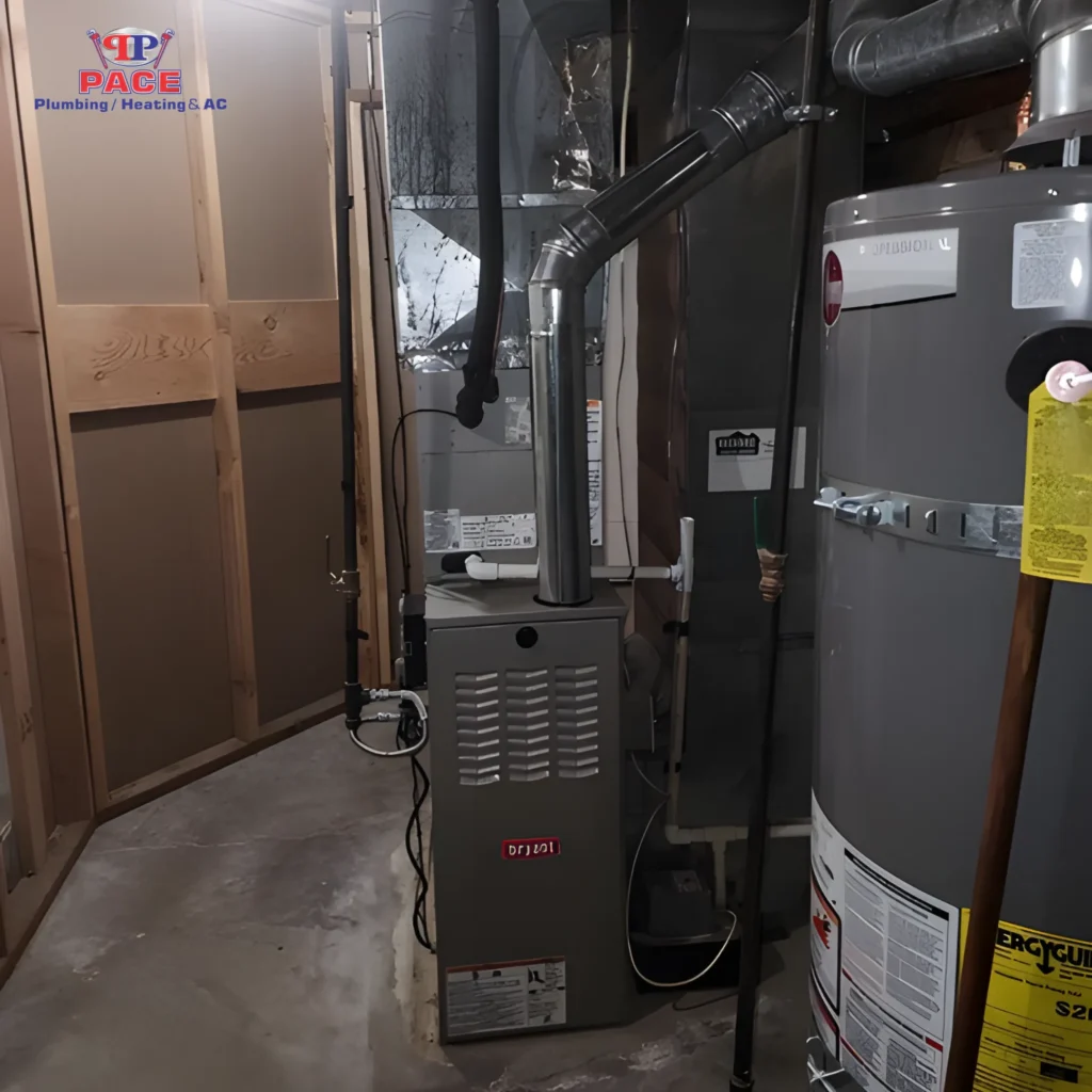 Furnace and water heater in basement